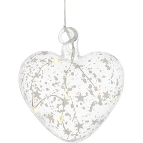 Sirius Romantic Hjertedekoration �8 cm, Hvid/Klar