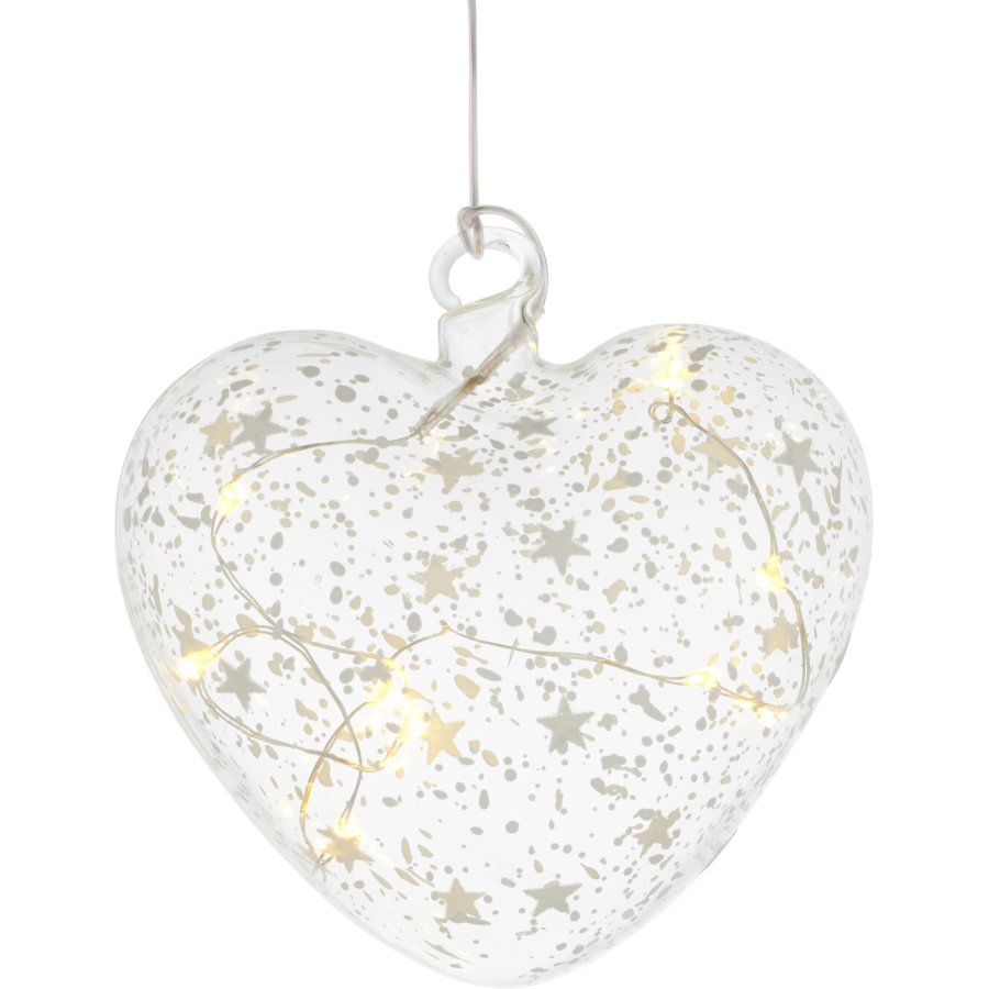 Sirius Romantic Hjertedekoration �10 cm, Hvid/Klar