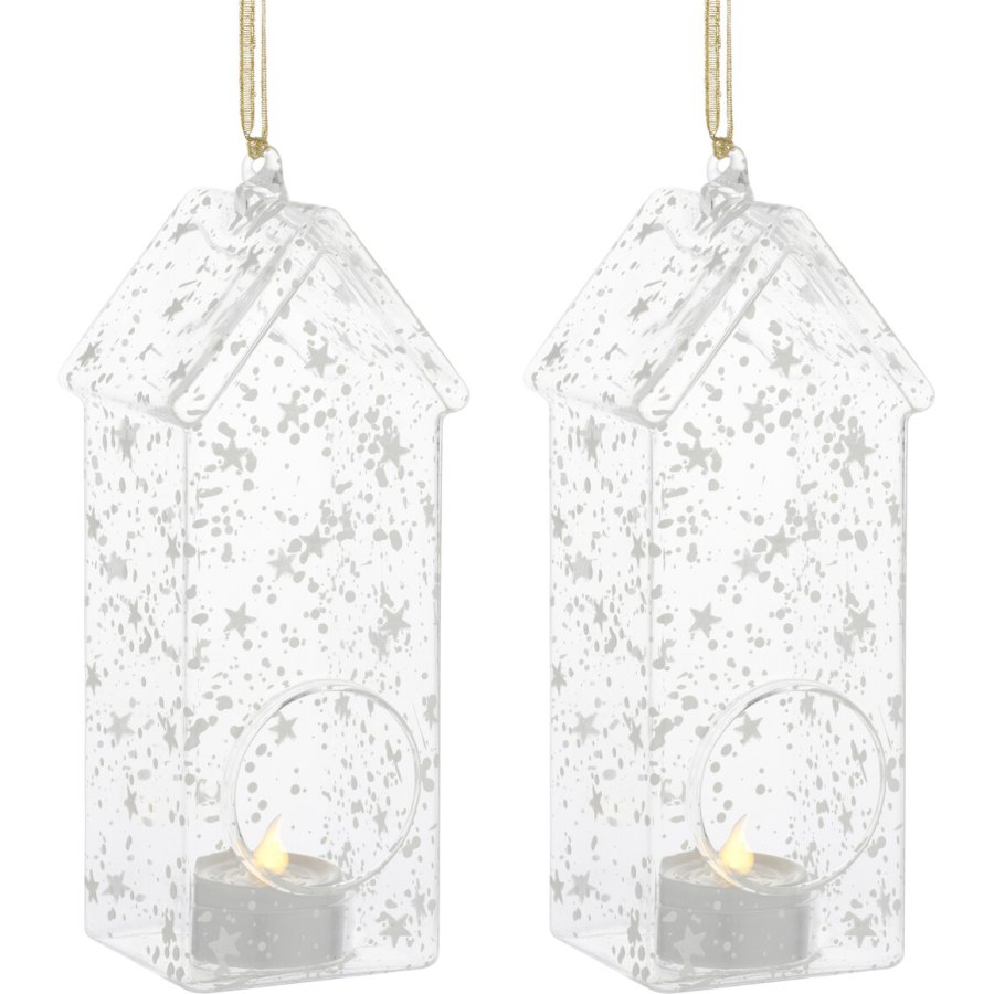 Sirius Romantic Holger Husdekoration 2 stk. H18 cm, Hvid/Klar