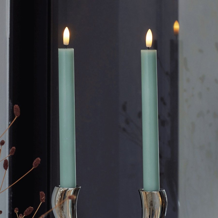 Sirius Sille Kronenkerzen LED 2er Set �2/H25 cm, Sandgr&uuml;n