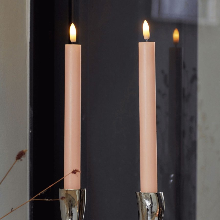 Sirius Sille Kronenkerzen LED 2er Set �2/H25 cm, Dusty Peach