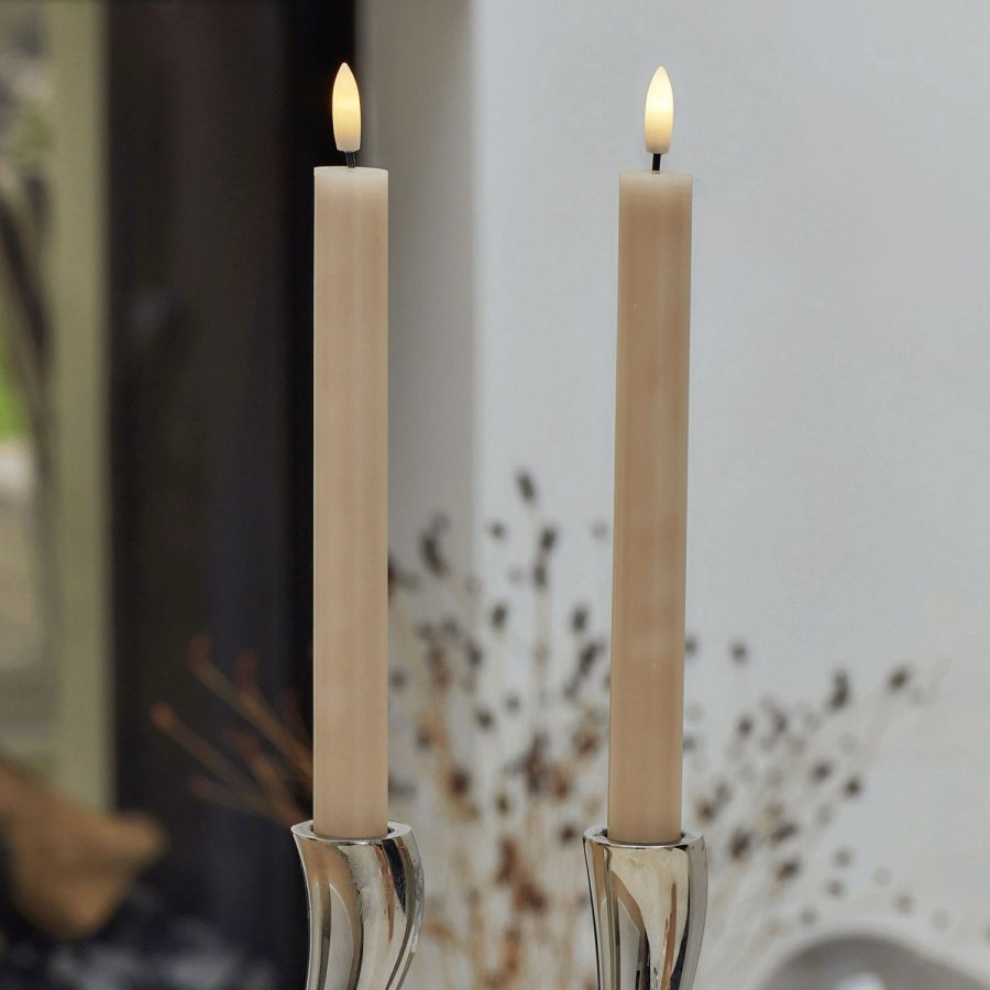 Sirius Sille Kronenlys LED 2er Set �2/H25 cm, Helles Karamell