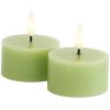Sirius Sille Fyrfadslys LED 2 stk. 6/H3,4 cm, Spring Green