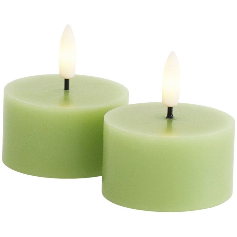Sirius Sille Fyrfadslys LED 2 stk. 6/H3,4 cm, Spring Green