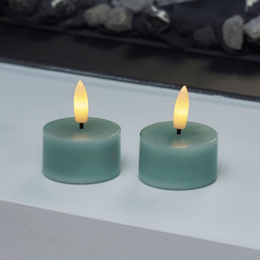 Sirius Sille Fyrfadslys LED 2 stk. �4,5/H2,2 cm, Sandgr�n