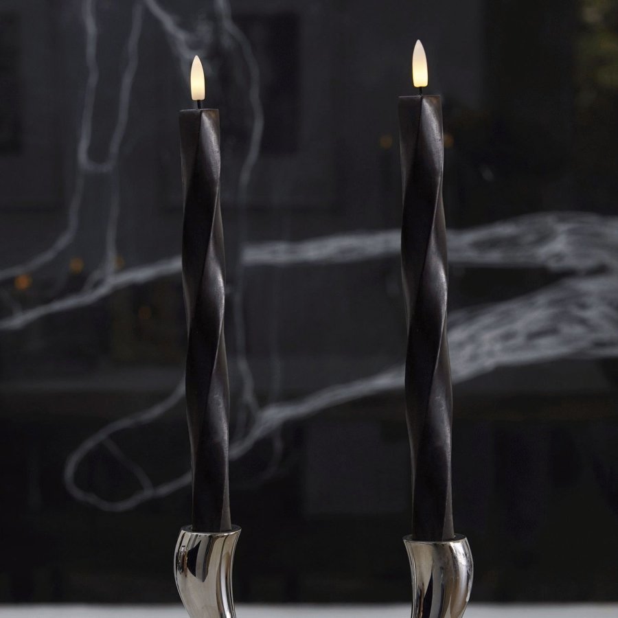 Sirius Sille Nordic Sculpture Stabkerze Twist LED 2er Set �2,4/H26 cm, Schwarz