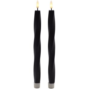Sirius Sille Nordic Sculpture Stabkerze Twist LED 2er Set �2,4/H26 cm, Schwarz