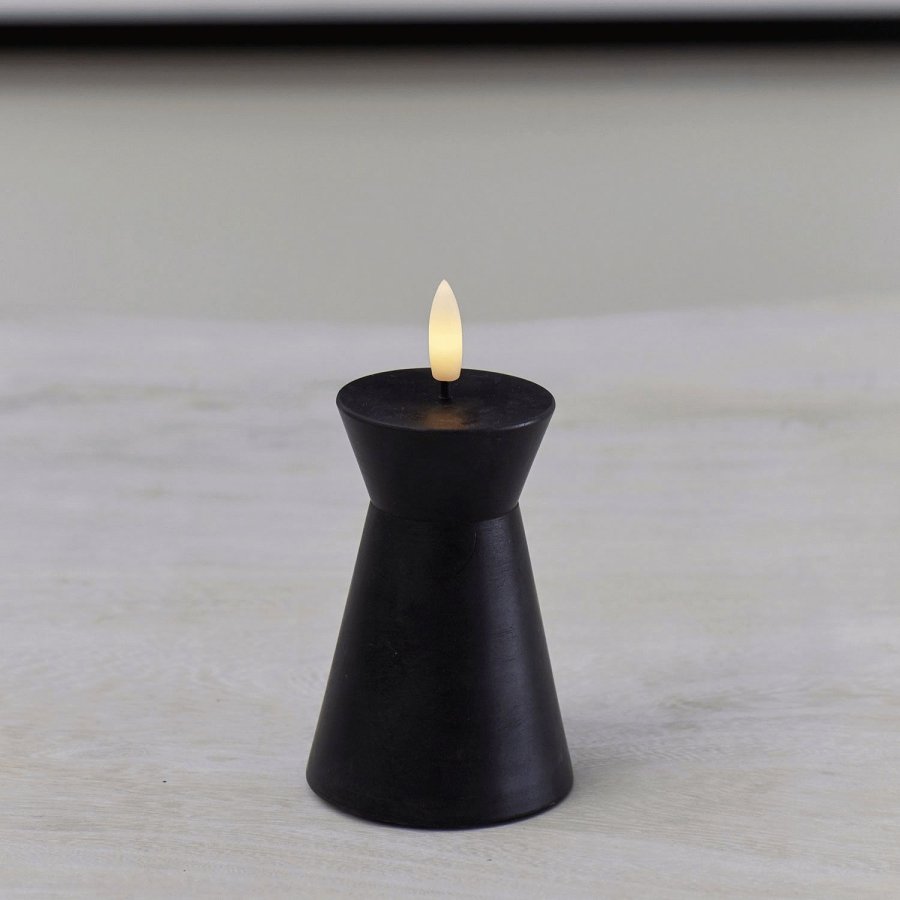 Sirius Sille Nordic Sculpture Stumpekerze Kegel LED �6,7/H10 cm, Schwarz