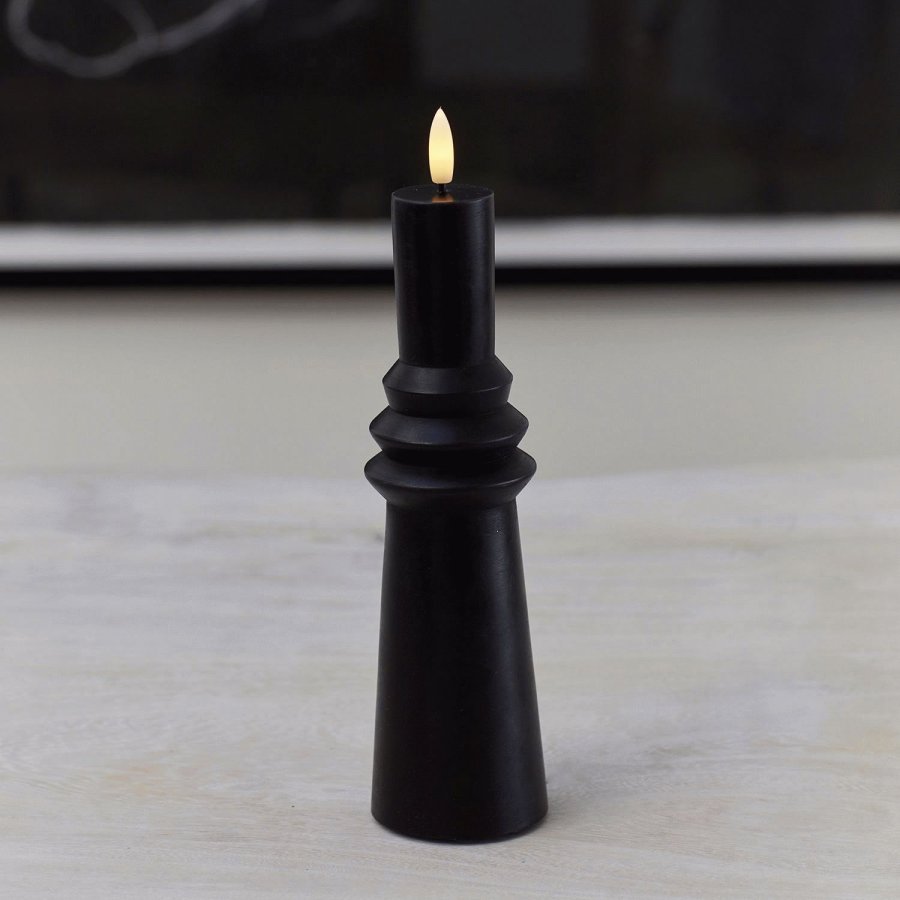 Sirius Sille Nordic Sculpture Stumpekerze Ringet LED �6,1/H21,7 cm, Schwarz