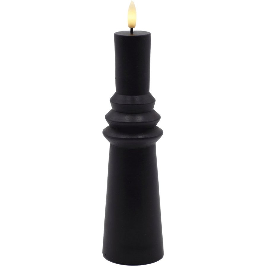 Sirius Sille Nordic Sculpture Stumpekerze Ringet LED �6,1/H21,7 cm, Schwarz