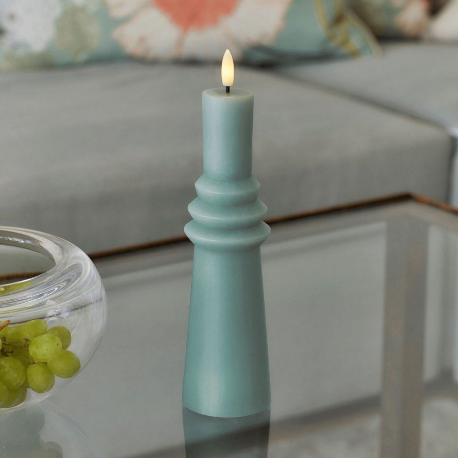 Sirius Sille Nordic Sculpture Stumpekerze Ringet LED �6,1/H21,7 cm, Sandgr&uuml;n