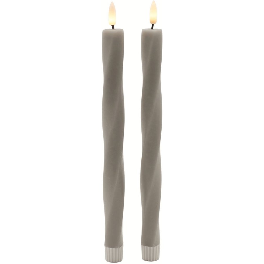 Sirius Sille Nordic Sculpture Stabkerze Twist LED 2er Set �2,4/H26 cm, Warmgrau