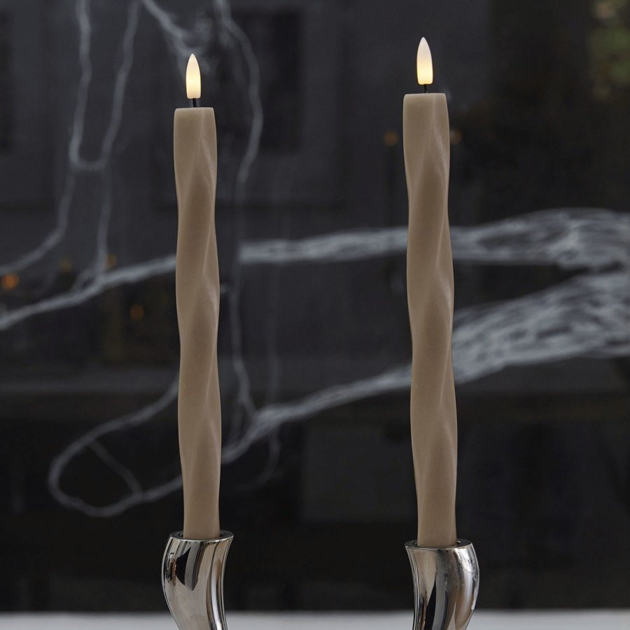 Sirius Sille Nordic Sculpture Stabkerze Twist LED 2er Set �2,4/H26 cm, Helles Karamell