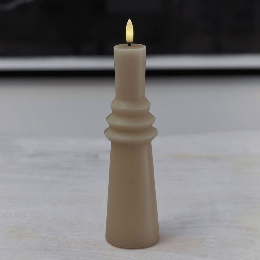 Sirius Sille Nordic Sculpture Stumpekerze Ringet LED �6,1/H21,7 cm, Helles Karamell