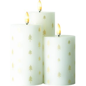 Sirius Sille Bloklys LED Genopladelig 3 stk. 7,5 cm, Hvid/Guld