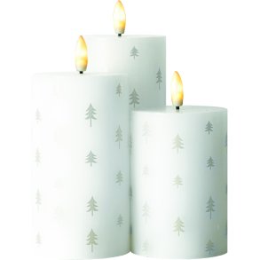 Sirius Sille Bloklys LED Genopladelig 3 stk. 7,5 cm, Hvid/Slv