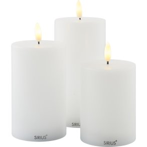 Sirius Sille Bloklys LED Genopladelig 3 stk. Ø7,5 cm, Hvid
