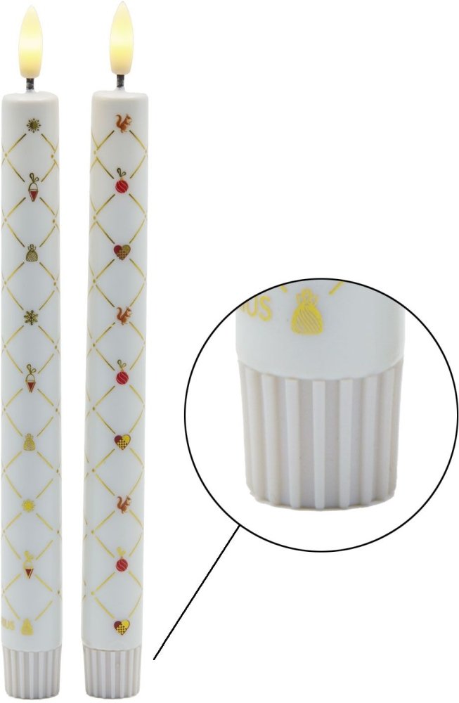 Sirius Elvira Kronelys 2 stk. �2/H25 cm, Hvid