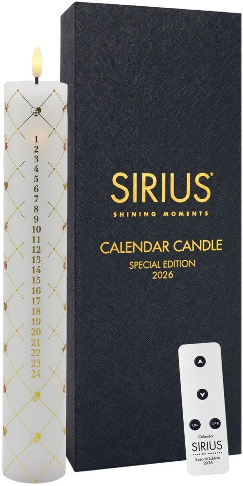 Sirius Elvira Kalenderkerze 2026 LED �4,8/H29 cm, Wei&szlig;