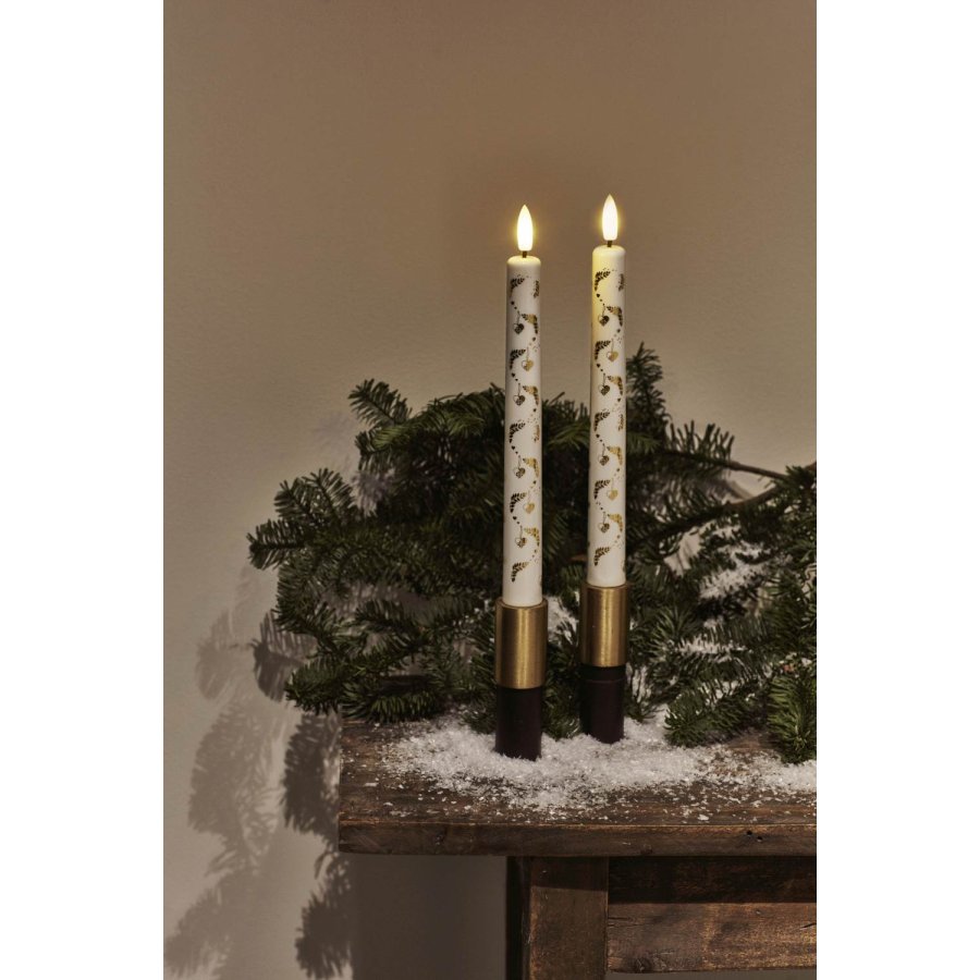 Sirius Sille Stabkerzen LED 2er Set 2/H22 cm, Weihnachtsmotiv