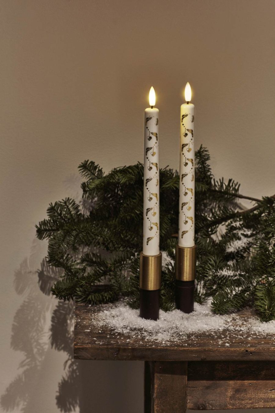 Sirius Sille Stabkerzen LED 2er Set 2/H22 cm, Weihnachtsmotiv