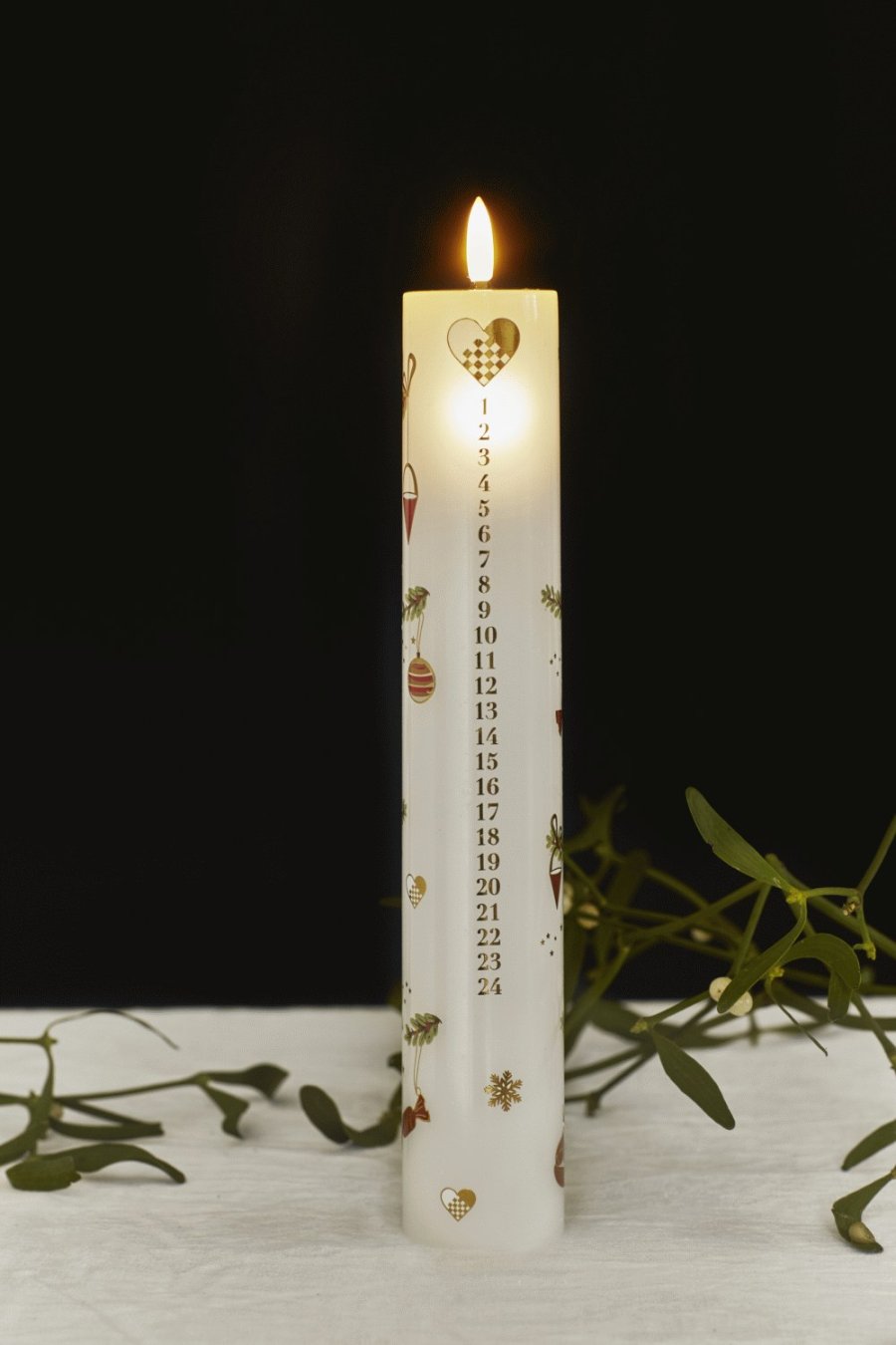 Sirius Mie Kalenderkerze LED 5/H29 cm, Weihnachtsmotiv