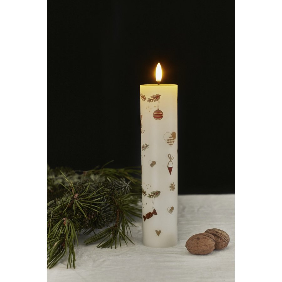 Sirius Mie Stumpenkerze LED 5/H22 cm, Weihnachtsmotiv
