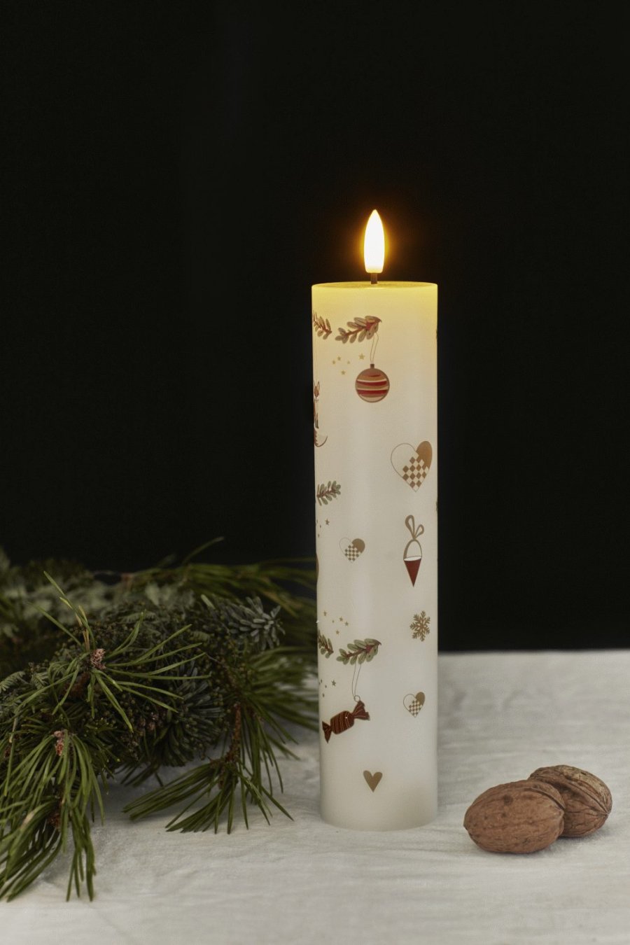 Sirius Mie Stumpenkerze LED 5/H22 cm, Weihnachtsmotiv