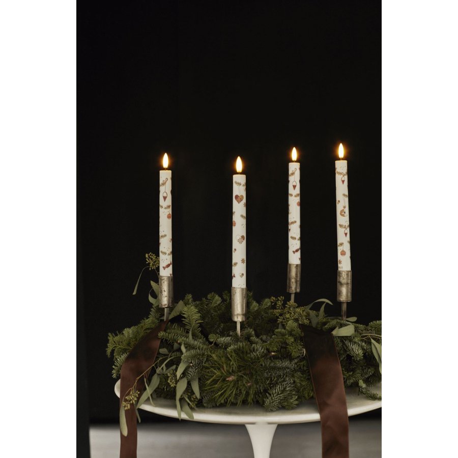 Sirius Mie Stabkerzen LED 2er Set 2/H22 cm, Weihnachtsmotiv