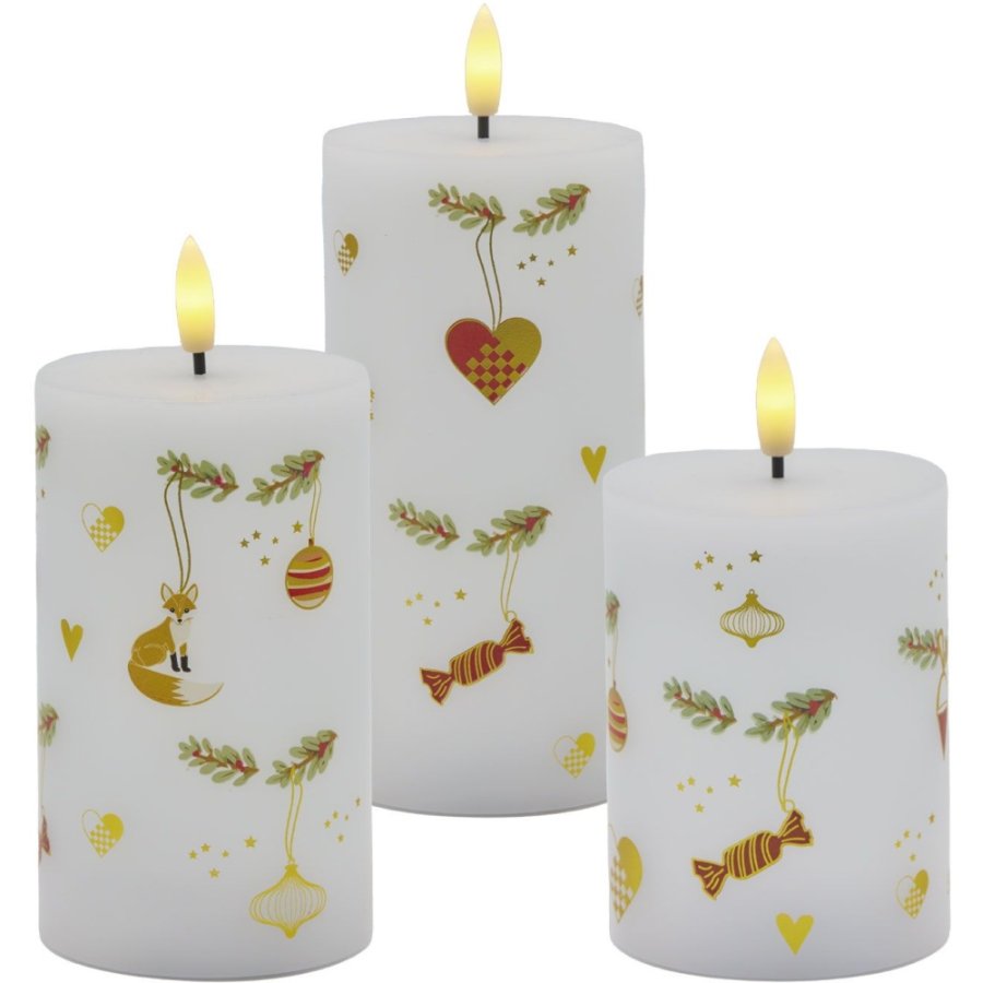 Sirius Mie Bloklys 3 stk. �7,5 cm, Hvid