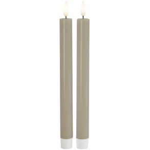 Sirius Sille Kronelys LED 2 stk. Ø2/H25 cm, Warm Grey