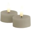 Sirius Sille Fyrfadslys LED 2 stk. 4,5/H2,2 cm, Warm Grey