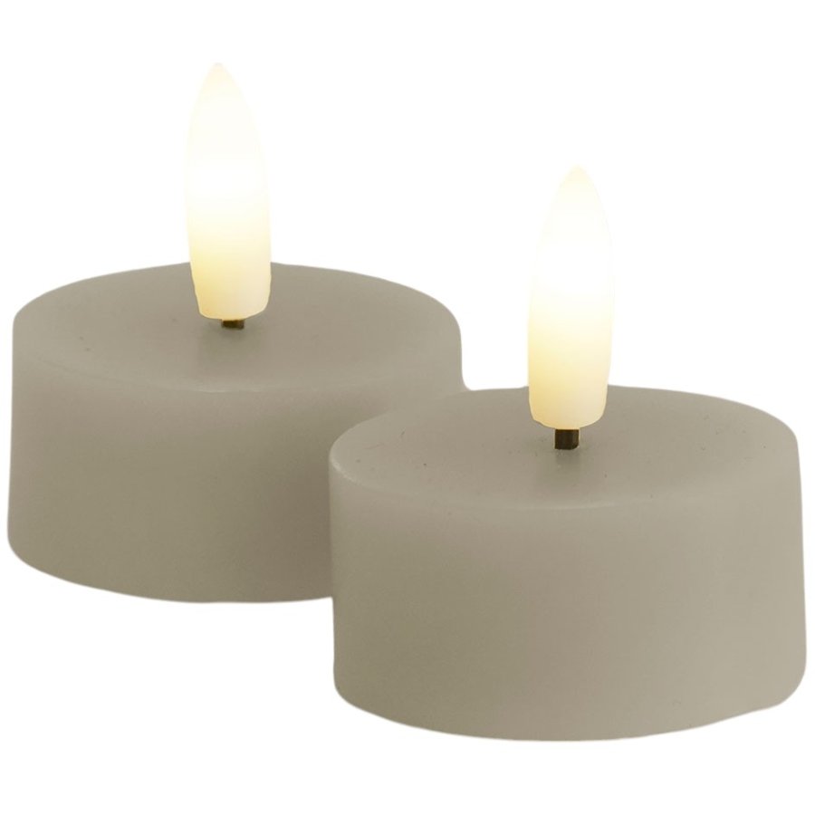 Sirius Sille Fyrfadslys LED 2 stk. 4,5/H2,2 cm, Warm Grey