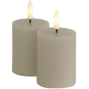 Sirius Sille Bloklys LED 2 stk. 5/H6,5 cm, Warm Grey