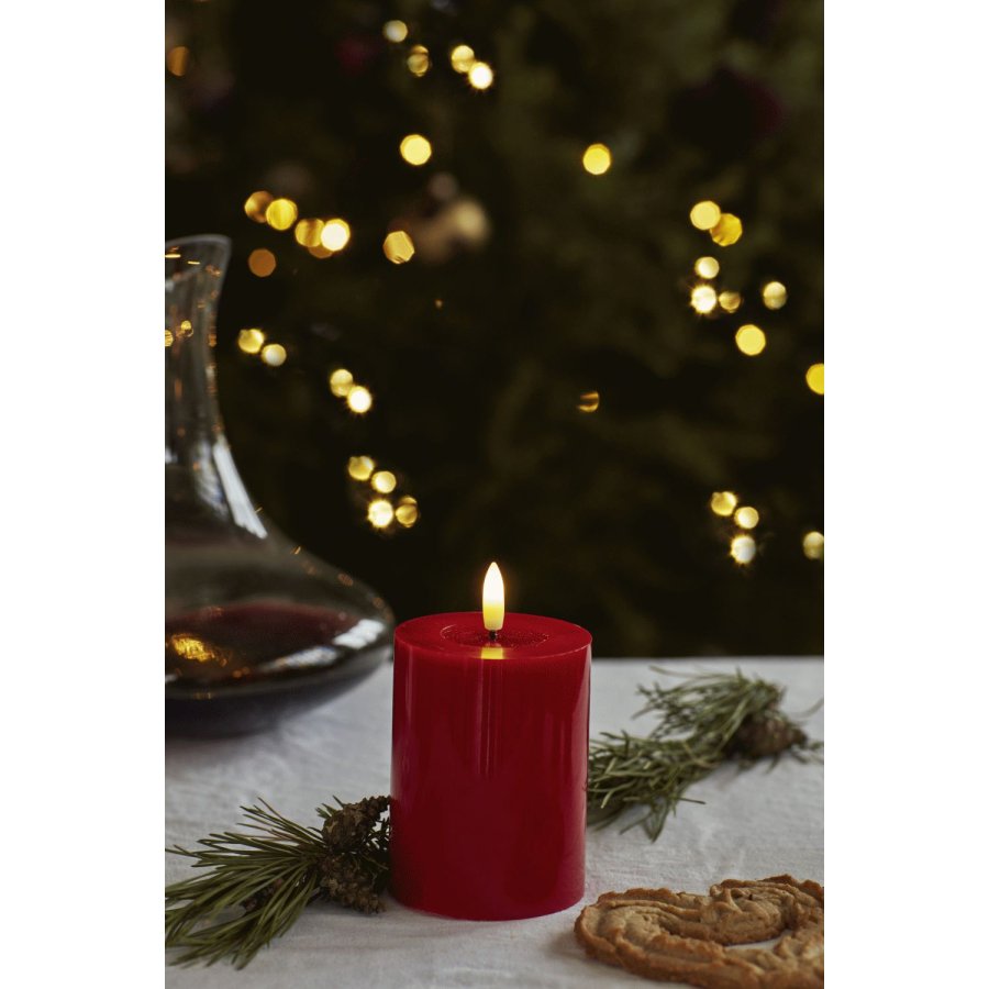 Sirius Sille Stumpenkerze LED 7,5/H10 cm, Rot