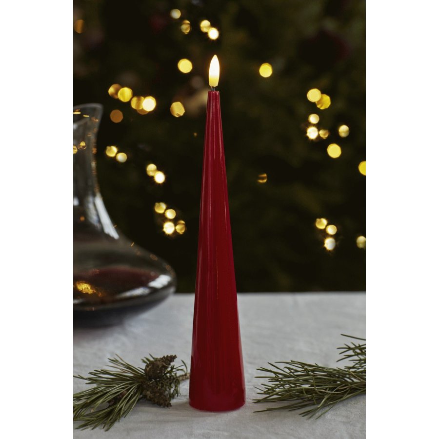 Sirius Sille Kegelkerze LED 4,8/H26 cm, Rot
