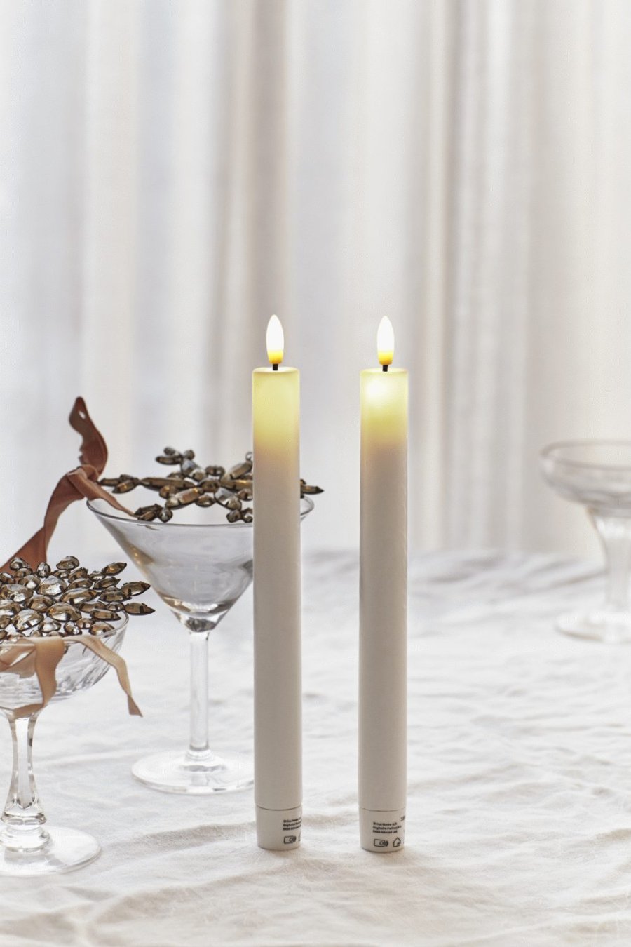 Sirius Sille Stabkerzen LED 2er Set 2/H22 cm, Ivory