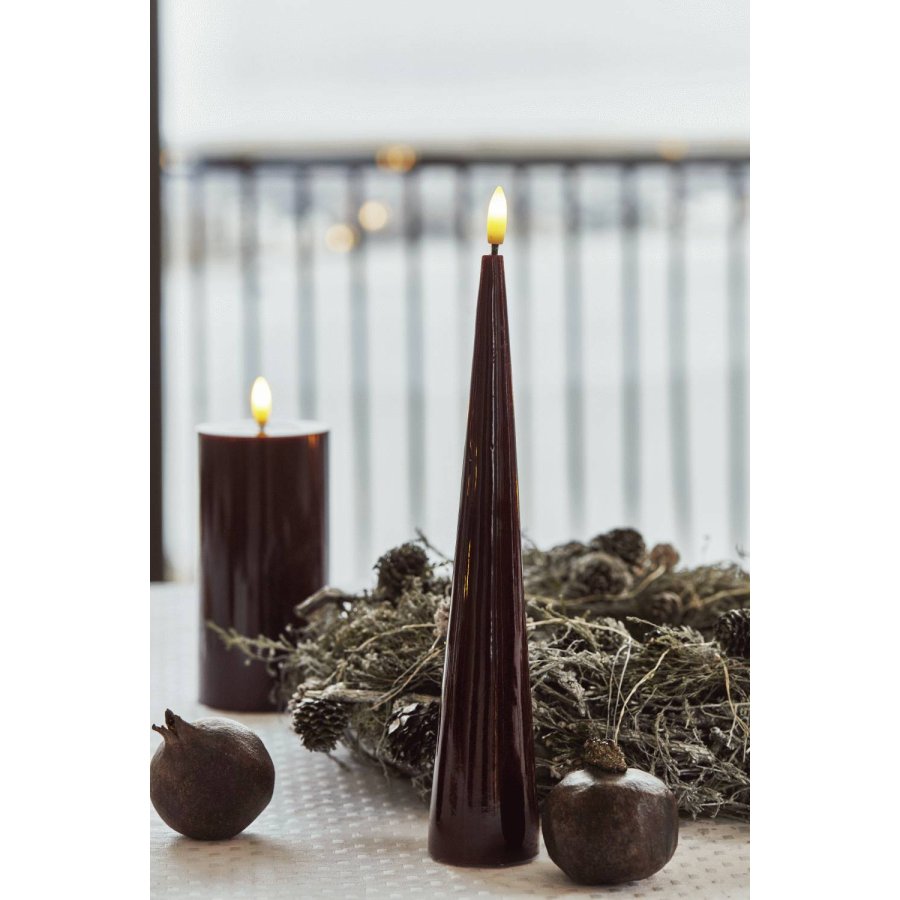 Sirius Sille Kegelkerze LED 4,8/H26 cm, Bordeaux