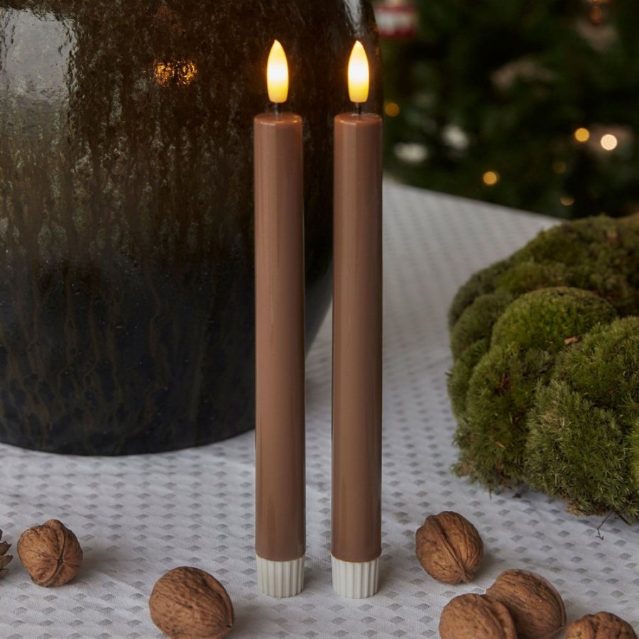 Sirius Sille Kronelys LED 2 stk. �2/H24,5 cm, Toffee