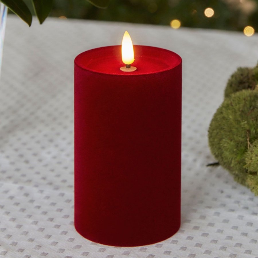 Sirius Sille Bloklys LED �7,5/H12,5 cm, Velour/Cherry