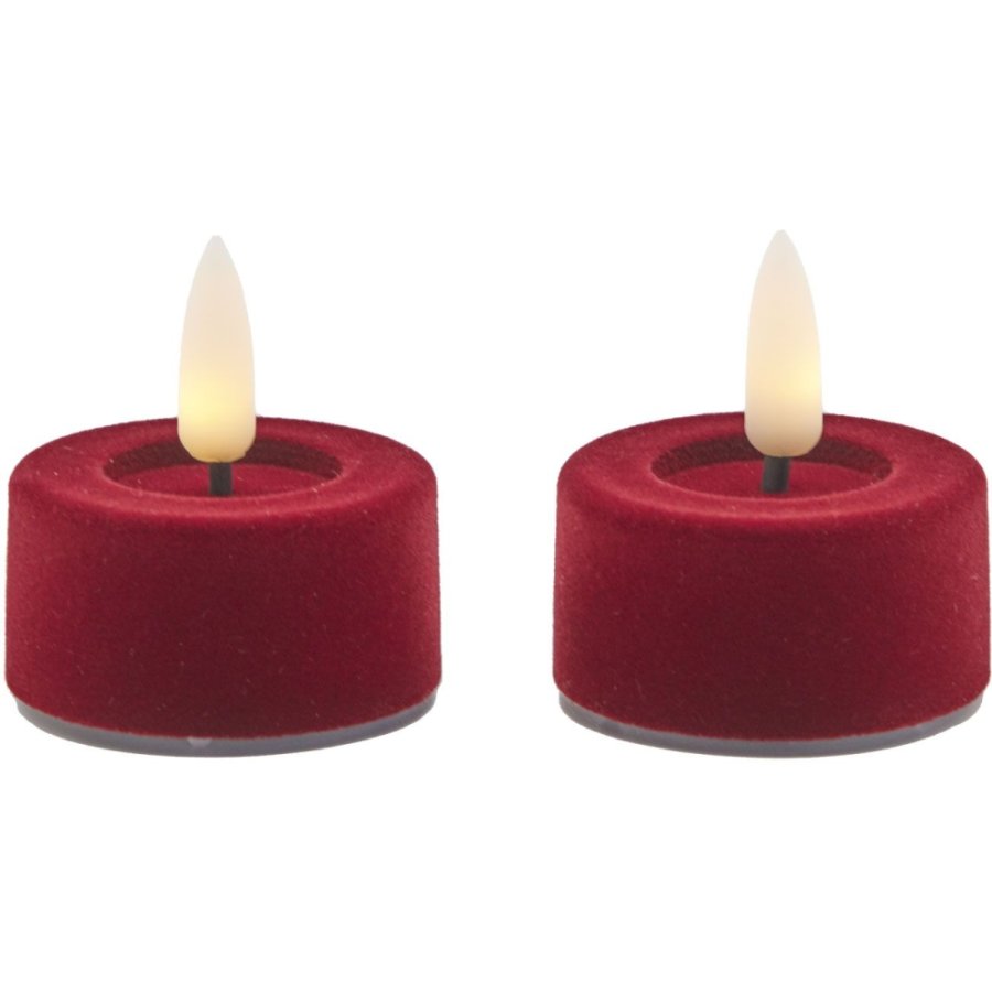 Sirius Sille Fyrfadslys LED 2 stk. �4,5/H2,5 cm, Velour/Cherry