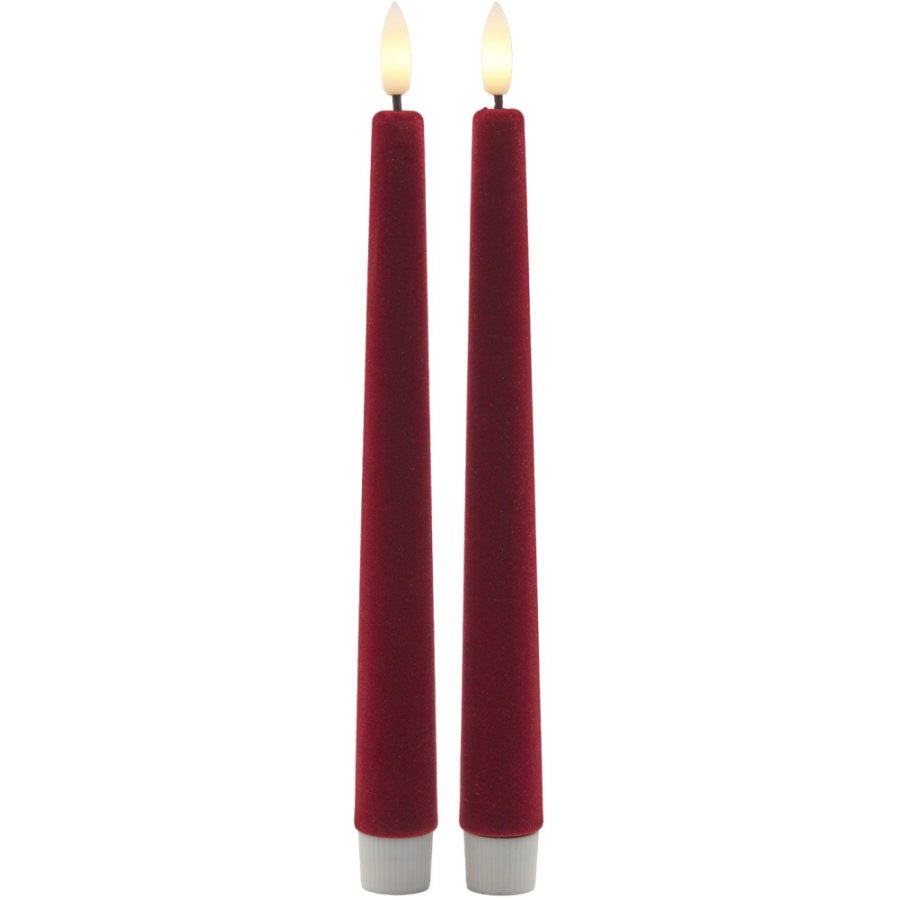 Sirius Sille Kronelys LED 2 stk. �2/H25 cm, Velour/Cherry