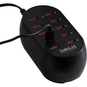 Sirius Decopower Ladegerät mit 10 Stationen, Schwarz