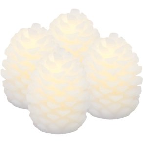 Sirius Clara Lysdekoration Kogle 4 stk. H7,5 cm, Hvid
