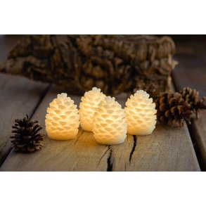 Sirius Clara Lysdekoration Kogle 4 stk. H7,5 cm, Hvid