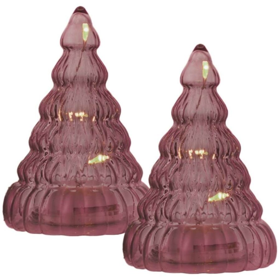 Sirius Lucy Lichtdekoration Baum 2er Set H9 cm, Bordeaux