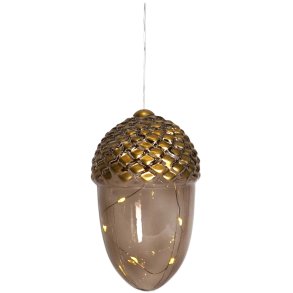 Sirius Celina Weihnachten hängende Eichel H13 cm, Dunkle Eiche/Gold