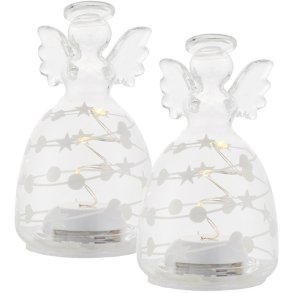 Sirius Sweet Christmas Lysdekoration Engel 2 stk. H9 cm, Klar/Hvid