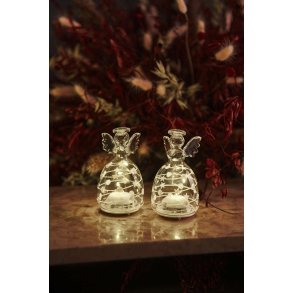 Sirius Sweet Christmas Lysdekoration Engel 2 stk. H9 cm, Klar/Hvid