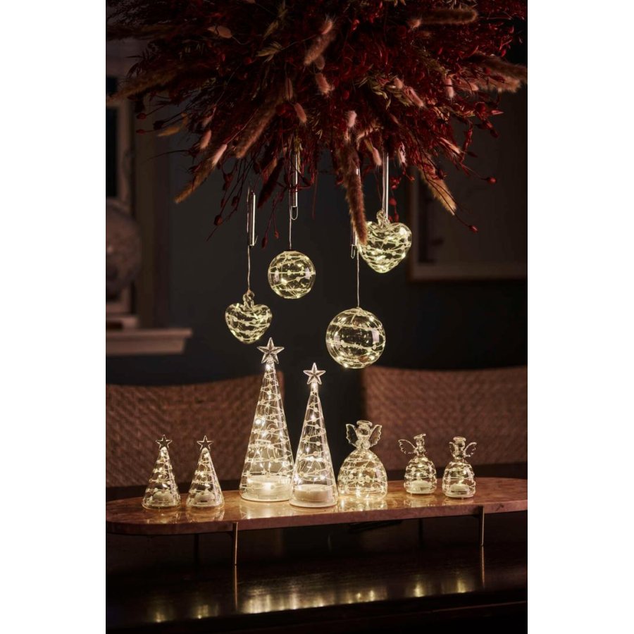 Sirius Sweet Christmas Lichtdekoration Engel 2er Set H9 cm, Klar/Weiß